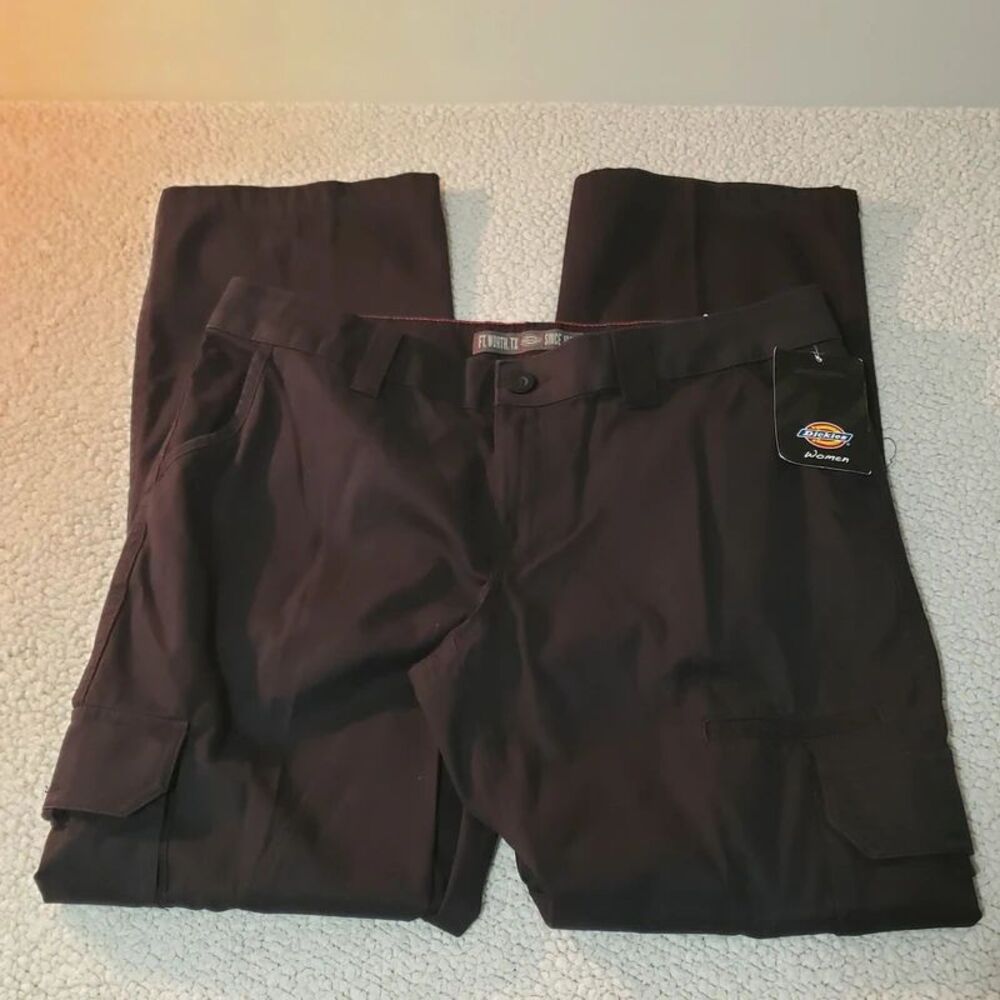 NEW Dickies | Black Cargo Work Pants Utility Relaxed Straight Leg | Womens 12R